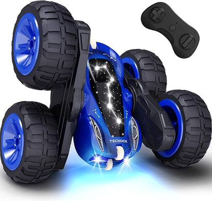 Tecnock Remote Control Car 2.4GHz RC Cars with USB-C Easy Charging 4WD Double Sided 360° Rotates and Flips RC Stunt Car Toys Gift for Boys and Girls Ages 6-8 8-12