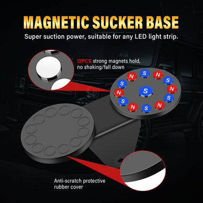SKYWORLD 52" Curved Off Road LED Light Bar, 675W Triple Row Flood/Spot Combo Beam with 2 Magnetic Mounts & Wiring Harness Kit - 12V/24V for Trucks, SUVs, UTV, ATV, Tractors, Trailers, 6000K White