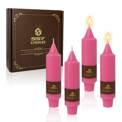 Hot Pink Short Taper Candle Candle Sticks, 5 Inch Mini Pillar Candles Small Taper Candles, 4PCS Handmade Unscenteds Candlesticks for Festive, Party, Spell, Wedding, Home Decor