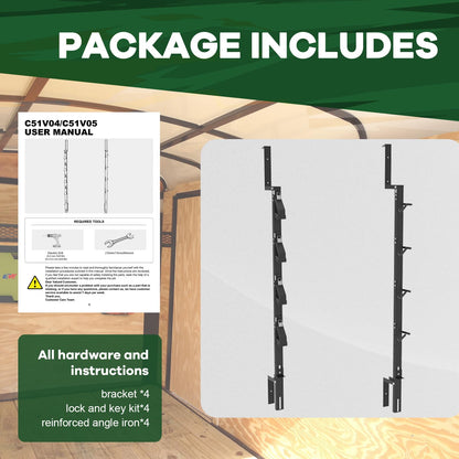 ELITEWILL 4-Position Weed Eater Racks for Trailer Commercial Trimmer Rack with Independent Locks for Open/Enclosed Trailer Work, Garage & Walls Weedeater Organization Storage Rack