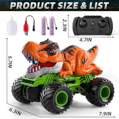 Bennol Remote Control Dinosaur Car for Boys Kids 2.4Ghz RC Dinosaur Truck Toys for Toddlers Electric Hobby RC Car Toys with Light &amp Sound Spray Birthday Gift for 3 4 5 6 7 8 Year olds Kids Boys