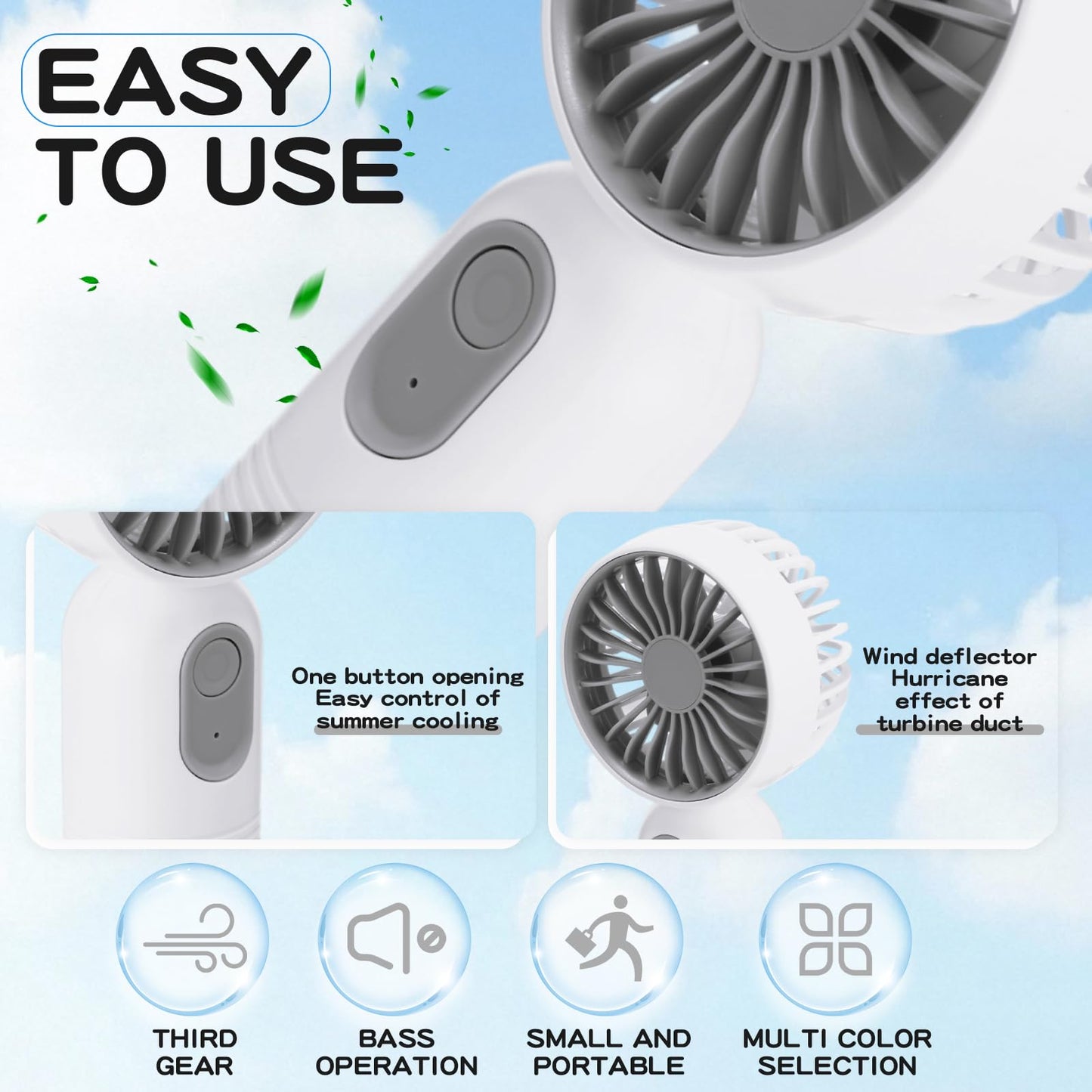Rossesay 72 Pcs Mini Portable Fan Bulk Cute Handheld Lightweight Small Little Personal Hand Eyelash Fan 3 Speeds USB Rechargeable for Women Men Indoor Outdoor Makeup Travel (White)