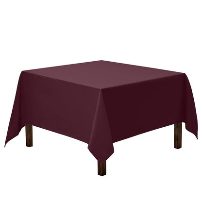 Gee Di Moda Square Tablecloth - 52 x 52 Inch Burgundy Table Cloth for Small Square or Round Tables - Heavy Duty Washable Fabric - for Buffet Table, Holiday Party, Dinner, Wedding & Baby Shower