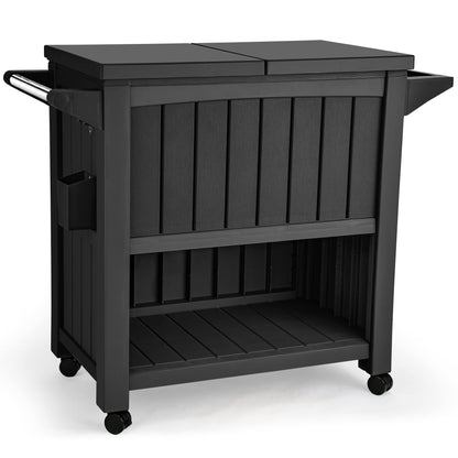 YITAHOME 85 Quart Rolling Cooler Cart with Bottle Opener Drainage, Portable Patio Cooler on Wheels, Outdoor Beverage Cart Ice Chest for Patio Pool Deck Party BBQ Cookouts (Black)