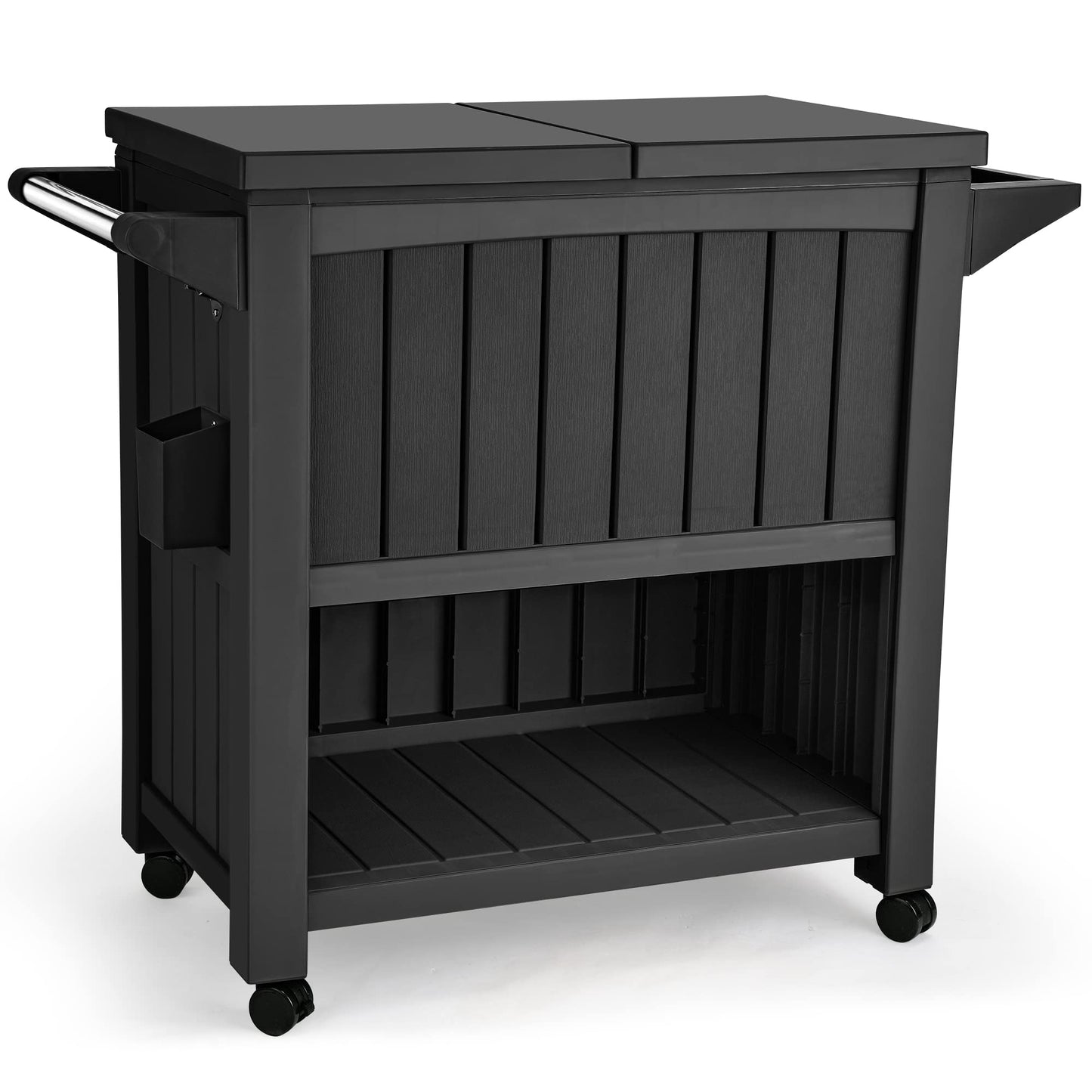 YITAHOME 85 Quart Rolling Cooler Cart with Bottle Opener Drainage, Portable Patio Cooler on Wheels, Outdoor Beverage Cart Ice Chest for Patio Pool Deck Party BBQ Cookouts (Black)