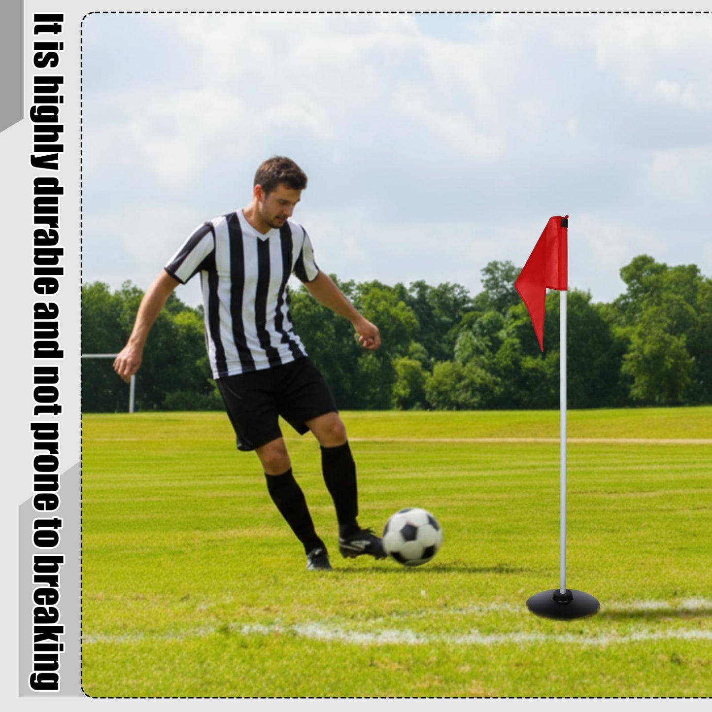 HunnmingRe 4 Pcs Soccer Corner Flags with Bag 60 Inches High Corner Flags for Soccer Field Indoor and Outdoor Training Grounds
