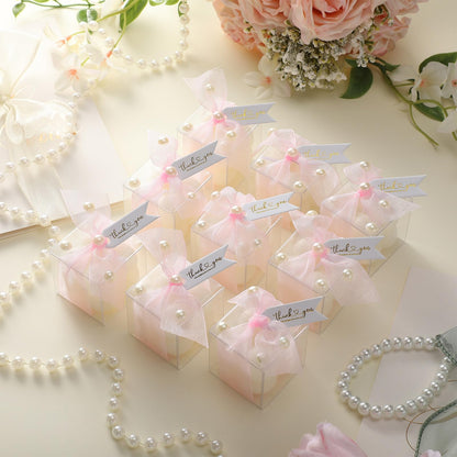 Nuanchu 30 Sets Bridal Shower Favors Pink 1.6" Mini Bubble Candles Wedding Favors Gifts for Guests Aesthetic Bubble Candles Baby Shower Favor with Thank You Card Ribbon for DIY Baptism Gift
