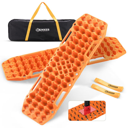 BUNKER INDUST Traction Boards with Jack Base (Gen 7) Orange + Side Mounting Kit with Shovel Holder Brackets