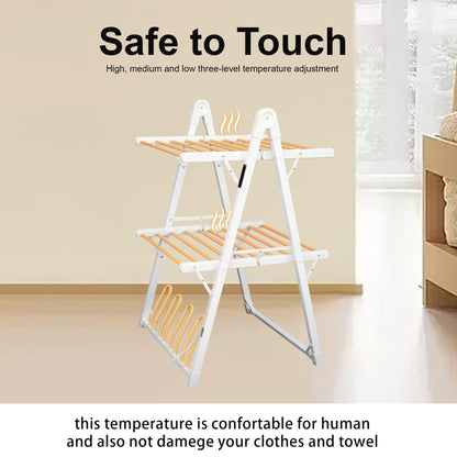 SHARNDY Electric Heated Clothes Drying Rack,Foldable Heated Garment Dryer with Timer Shut-Off Laundry Rack for Clothes Shoes Socks,Aluminum Alloy,White,Plug & Play,(39.37x25.98x23.82in)