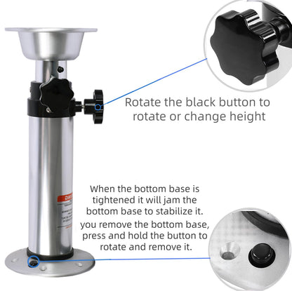 HWHongRV 3 Levels Adjustable RV Boat Table Pedestal, Detachable Aluminum Alloy RV Table Legs Stand Base Telescoping Mount Frame 17-29 Inch Height Range for RV Marine Boat Marine Yacht