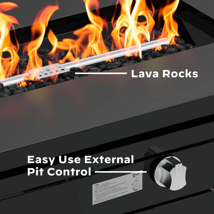 Ciays 42-Inch Propane Fire Pit – 60,000 BTU Steel Gas Fire Pit Table for Outside, Steel Lid & Lava Rock, 2 in 1 Fire Table, Adds Warmth to Gatherings & Parties on Patio, Deck, Garden & Backyard, Black