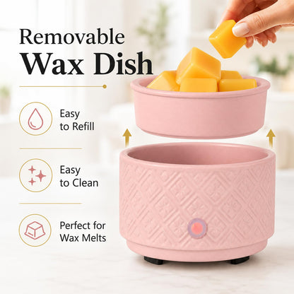 Wax Melt Warmer for Scented Wax,3-in-1Ceramic Wax Warmer Fragrances Candle Oils, Home Fragrance Burner,Electric Candle Warmer Perfect Christmas Gifts for Mom Women(Pink)