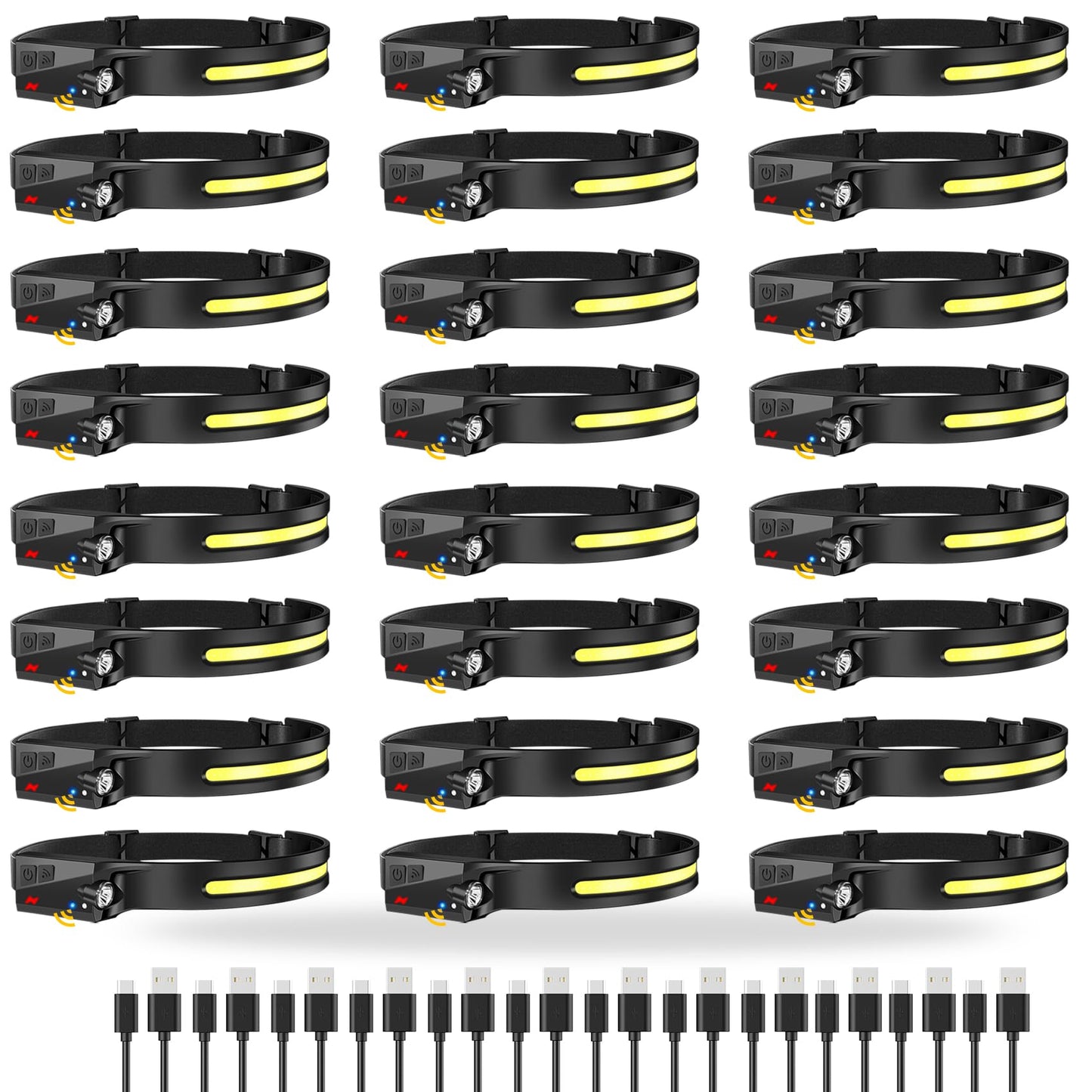 Lytoybe 20Pack Headlamp Rechargeable, 1000 Lumen Headlamps for Adults, 230 Angles Wide Beam Headlamp & Spotlight, 6 Modes, Lightweight Head Lamps for Camping Running Cycling 20pcs