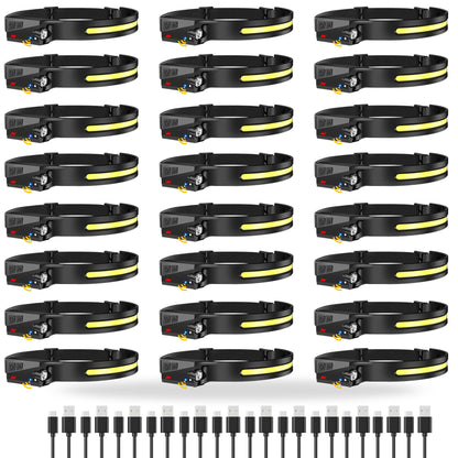 Lytoybe 20Pack Headlamp Rechargeable, 1000 Lumen Headlamps for Adults, 230 Angles Wide Beam Headlamp & Spotlight, 6 Modes, Lightweight Head Lamps for Camping Running Cycling 20pcs