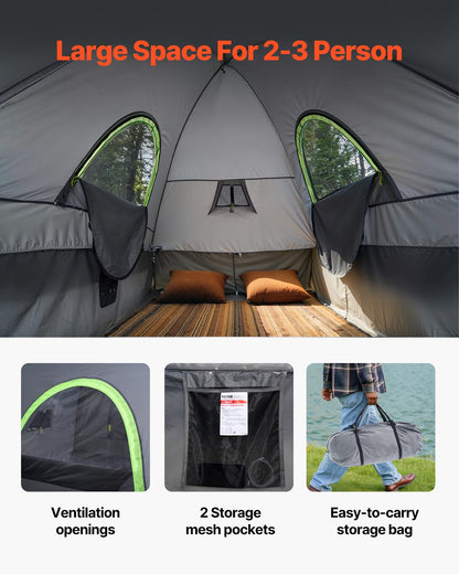 VEVOR Pickup Truck Tent, Fits 8.0-8.2 ft Truck Tents for Camping, Waterproof PU2000 2-3 Person Sleeping Truck Bed Tent, Sturdy Truck Bed Camper Shell with Expandable Awning, Rainfly, Storage Bag