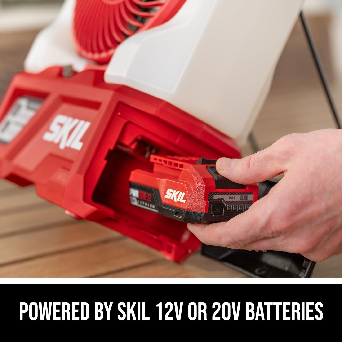 SKIL PWR CORE 20 20V 7-Inch Misting Fan Kit, Includes 2.0Ah USB-C Battery and 20W Charger- MF0700D-12