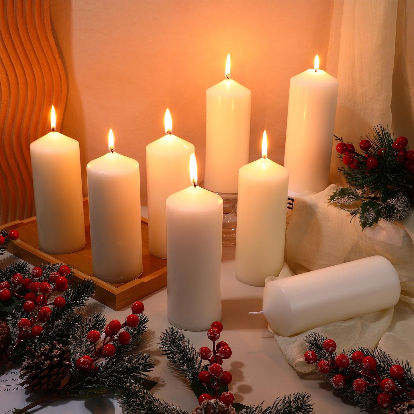 MTLEE 20 Pack White Pillar Candles Bulk, 2.7 x 5.1 Inches 50 Hour Long Burning Dripless Unscented Smokeless Wax Pillar Candles Set for Wedding Birthday Parties Dinner Church Home Emergency
