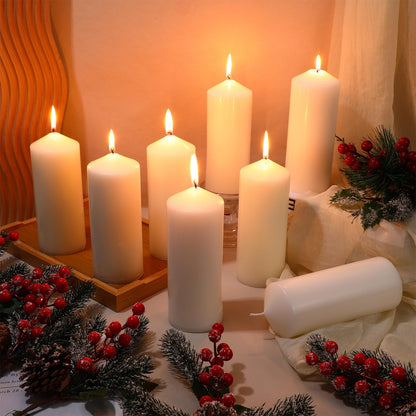 MTLEE 20 Pack White Pillar Candles Bulk, 2.7 x 5.1 Inches 50 Hour Long Burning Dripless Unscented Smokeless Wax Pillar Candles Set for Wedding Birthday Parties Dinner Church Home Emergency