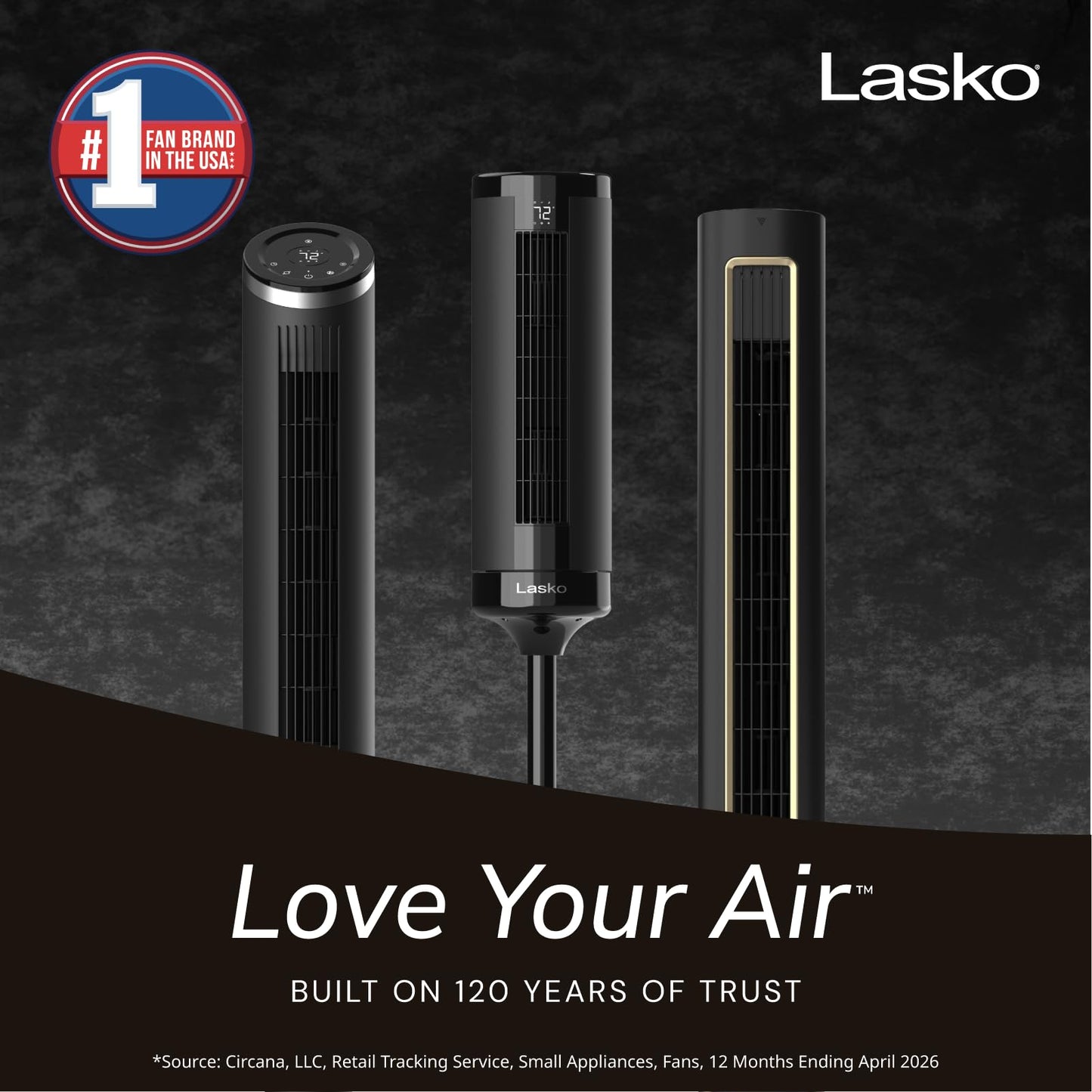 Lasko Elevation Tower Fan for Bedroom, Office, and Living Room - 42”-54” Adjustable Height Cooling with 31 ft/s Airflow and 90° Oscillation- Quiet 28 dB Operation - Remote Control - Black