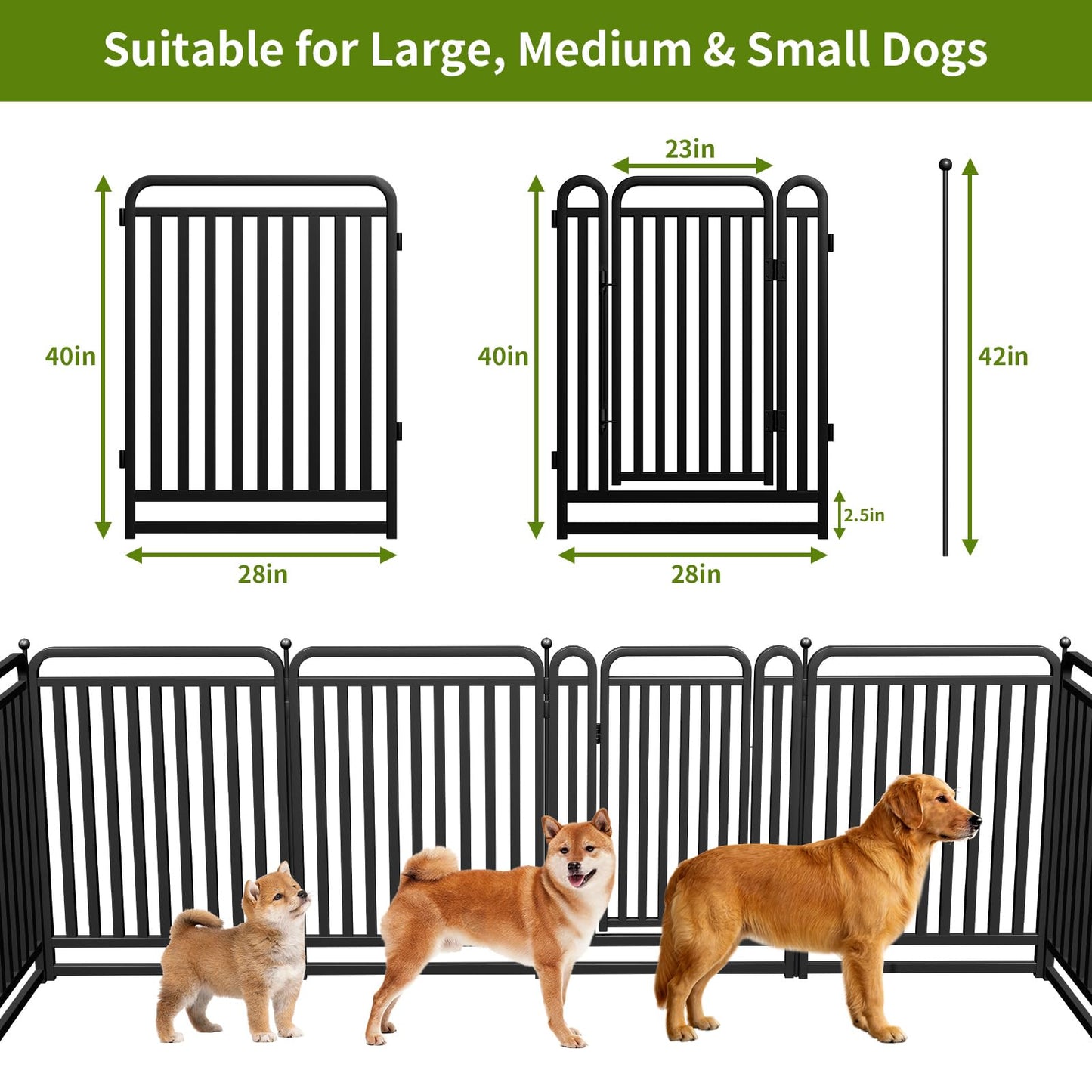 Heavy Duty Tube Dog Playpens,Dog playpen Outdoor for Large Dogs,Puppy Play Pen for Indoors,40" H 8 Panels