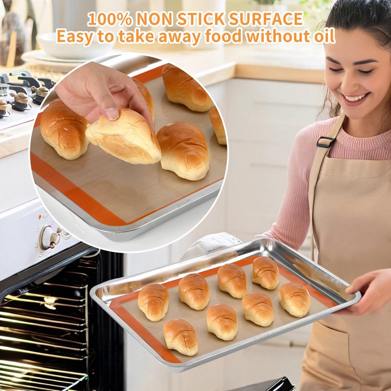 Luckyiren 2-Pack Silicone Baking Mats – Non-Stick Reusable BPA-Free Oven Liners, 100% Food-Grade Silicone, Fit Half Sheet Pans (16.54" x 11.62") for Cookies, Pastry & More