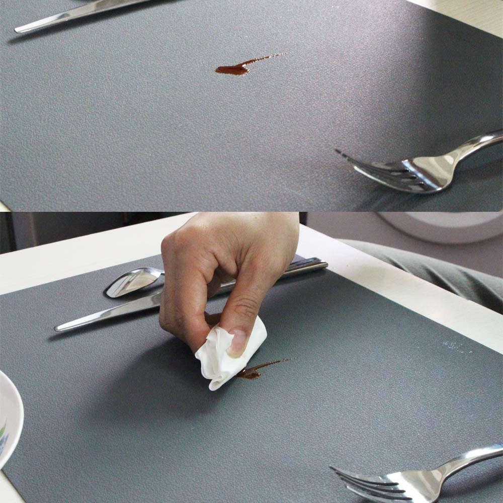 ME.FAN Silicone Placemats [17.7''x12.6''] Heat-Resistant Thicken Non-Slip Tablemats Non-Skid Table Mats Set of 4 (Dark Orange)