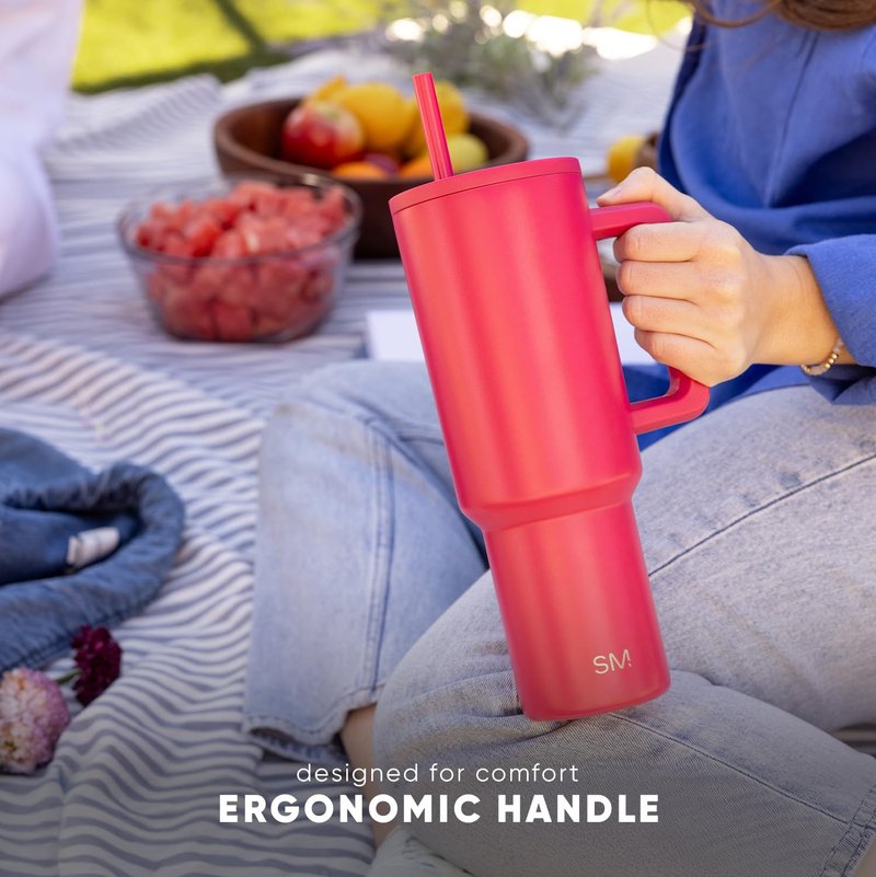Simple Modern 40 oz Trek Tumbler with Handle and Straw Lid | Cup Holder Friendly Insulated Stainless Steel Travel Mug | Ice Melt