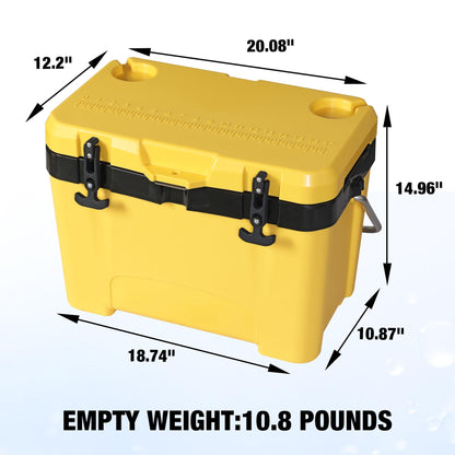 YELLOW JACKET 27 Quart Ice Cooler, Portable Ice Chest Hard Cooler Box with Retention Insulation and Heavy Duty Handle for Camping, Picnic, Beach, Drink, Beverage, Fishing,Yellow