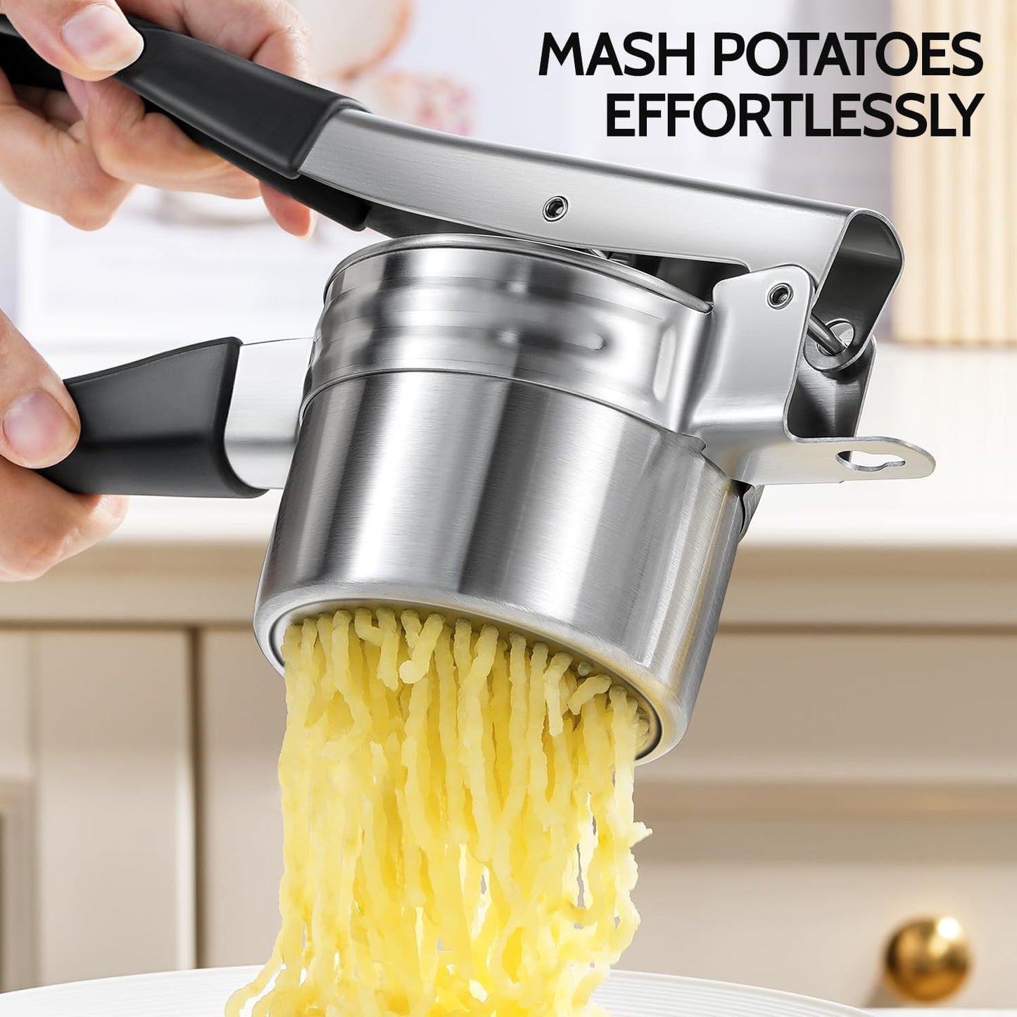 Sopito Stainless Steel Potato Ricer - Upgraded Masher with 3 Interchangeable Discs | Heavy-Duty Kitchen Tool