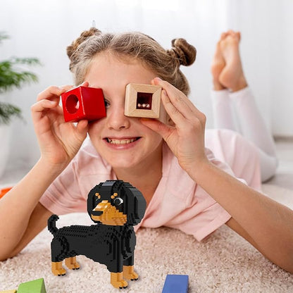 Larcele Micro Building Blocks Set DIY Mini Building Toy Bricks for Age Over 12 Years 1154 Pieces KLJM-02 (Dachshund 2)