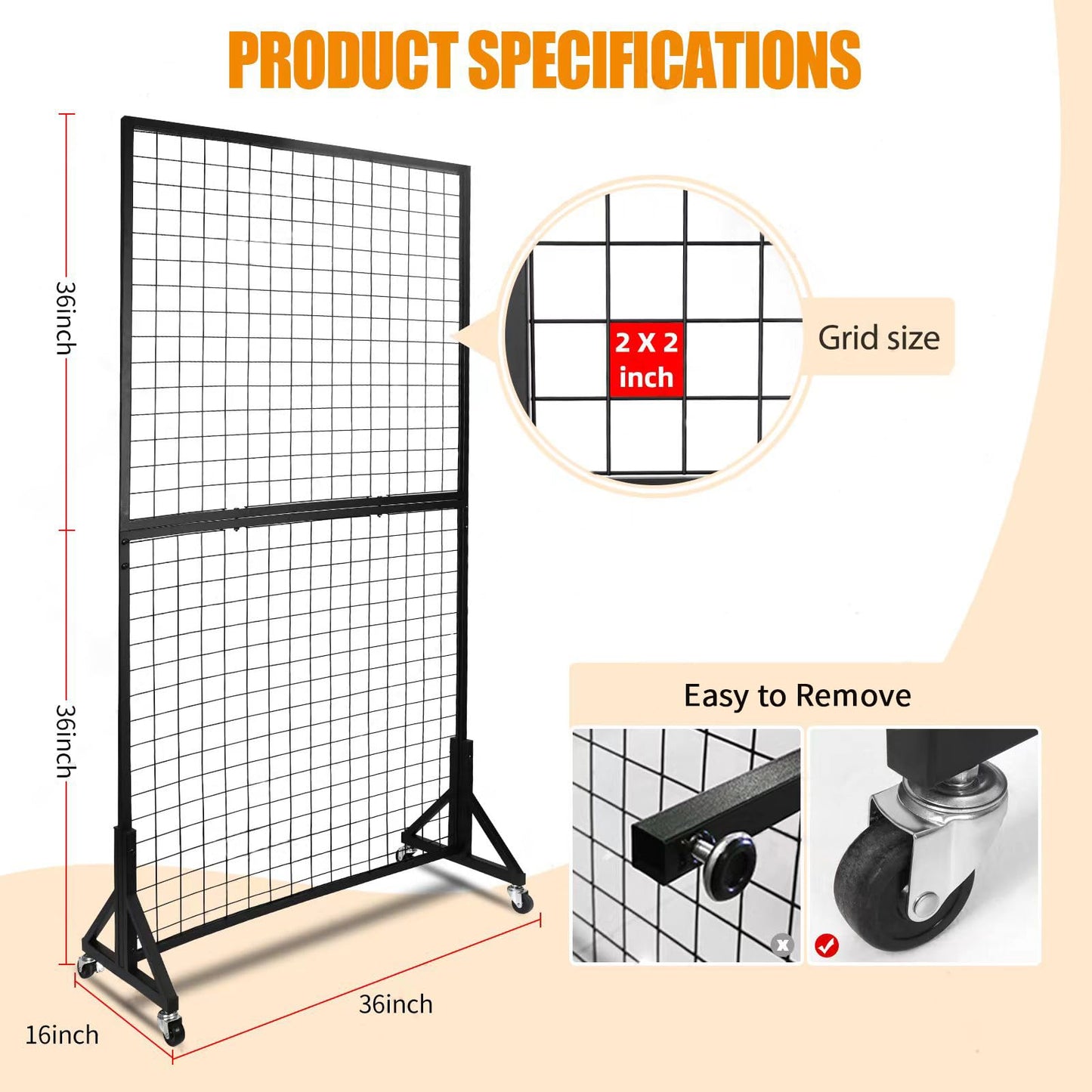 NectaCol 2 Packs 3'x 6' Two-Double Gridwall Panel Display Racks with Sturdy T-Base, Black Grid Wall Panels Display Stand, Display Rack Craft Show, Art Display Stand