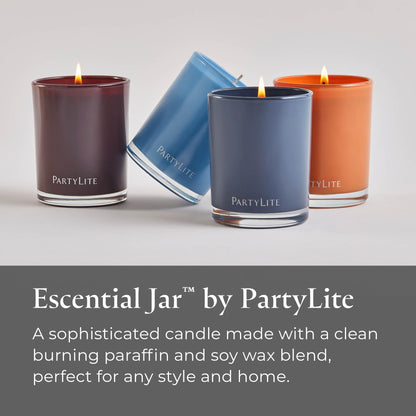 PartyLite Fig Fatale Scented Escential Jar™ Candle, with Notes of Apricot, Green Fig, Peach, Mango, Strawberry and Vanilla, 7.75oz 1-Wick Aromatherapy Reusable Glass Jar, 50 Hour Burn Time