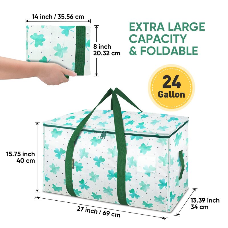 BALEINE 2-Pack Oversized Moving Bags with Reinforced Handles, Heavy-Duty Storage Tote for Clothes, Moving Supplies (Clover, 2-Pack)