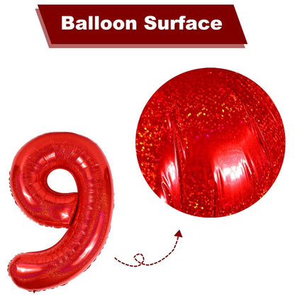 40 Inch Laser Red 1 Balloon for First Birthday, 1st Number Balloons Birthday Decorations for Girl Kids Toddler Baby, One Giant Number 1 Balloon