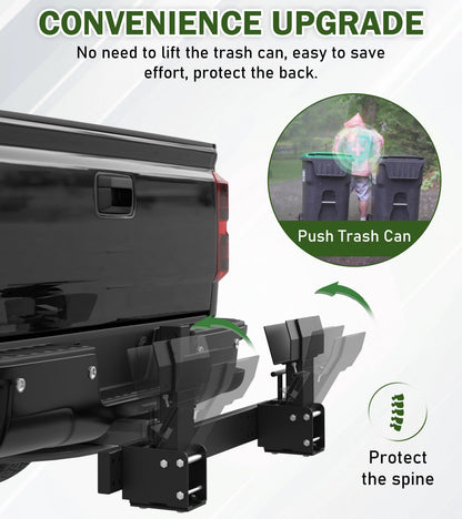 ELITEWILL Dual Trash Can Hauler Hitch Allowing Backing-up High-Loading Garbage Can Towing Hitch Carrier Fit for Pickup Trucks with 2" Hitch Receiver