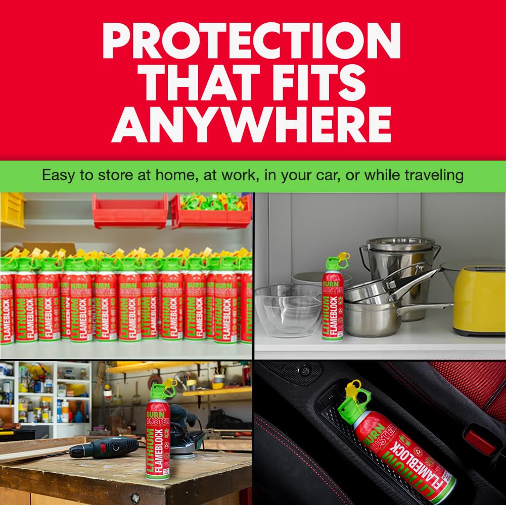 BurnBuster Lithium-Ion Fire Extinguishing Gel 3-Pack - Battery Fire Suppression Gel for Electronics, Stops Thermal Runaway, Non-Toxic, Eco-Friendly, 14oz Canister, Made in USA