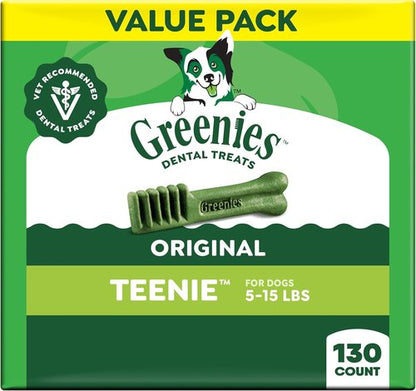 Greenies | Veterinarian-Recommended Natural Dental Dog Treats - Teenie Size, Original Flavor, 36 oz Pack