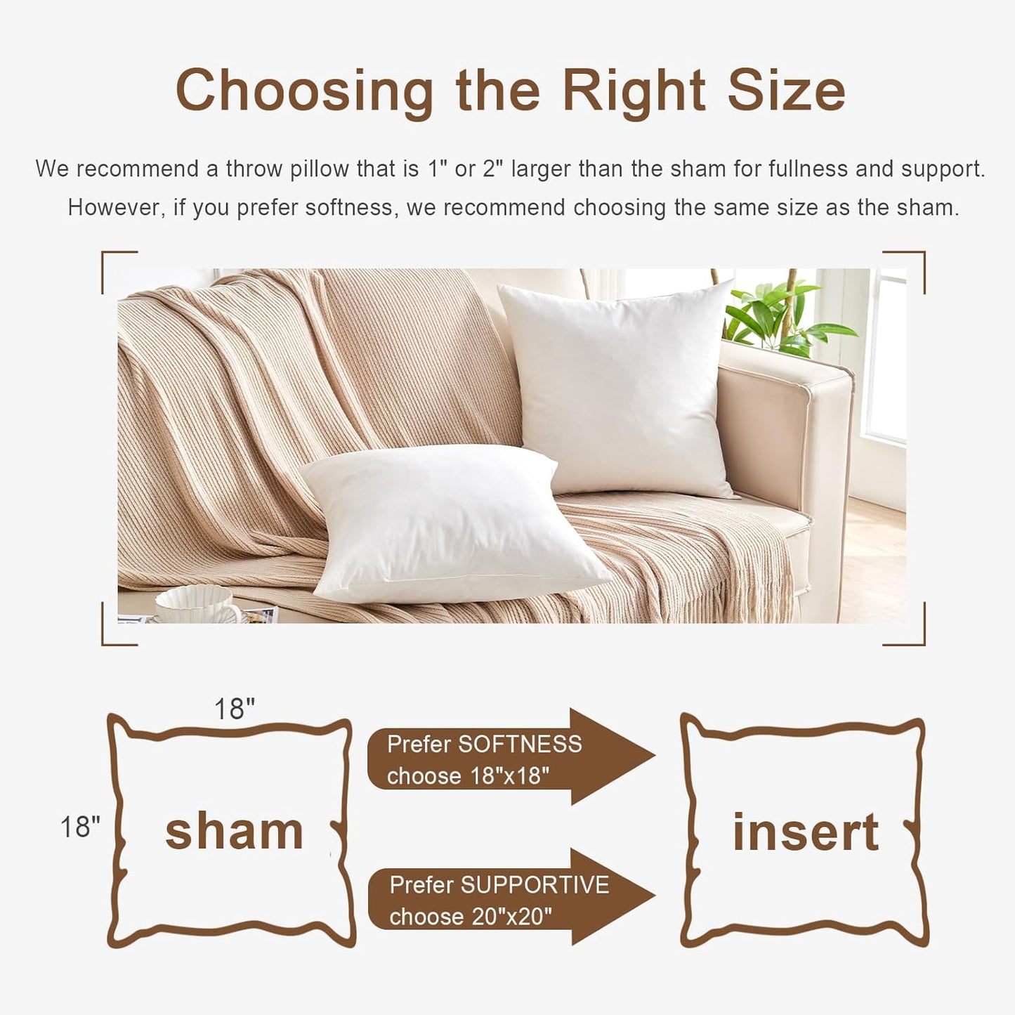 Organic Feather Down Lumbar Pillow Inserts - 100% Cotton Shell, Set of 2 (14x22 Inch) | Perfect for Couch, Sofa, and Bed