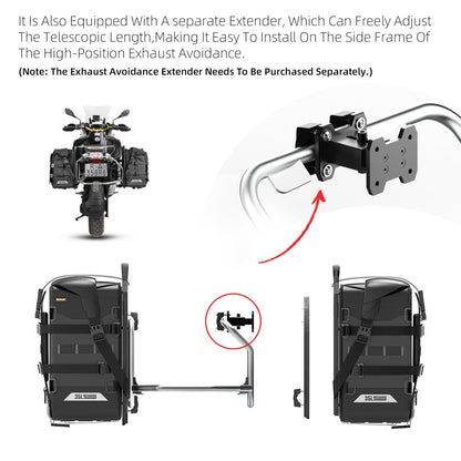 Rhinowalk Motorcycle Saddle bag Waterproof Luggage Bag 35L Quick Release with MOLLE System Fits Most Adventure and Sports Bike Motorcycle Racks (Black, 1 Pack)