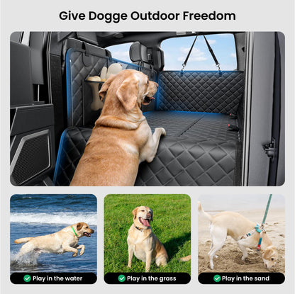 REEVAA Dog Truck Seat Cover for Back Seat, Hard Bottom Dog Hammock for Car, Pet Bed Extender for 2-4 Large Dogs, Waterproof Seat Protector, Universal XL Size Fits for Crew Cab Truck/SUV, Black