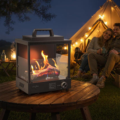 Portable Gas Fire Pit, Alogfire 8200 BTU Propane Gas Heater and Outdoor Real Flame Tabletop Fire Bowl, Protable Stove with Safety Protection for Beach Gatherings, Backyard Stargazing Nights