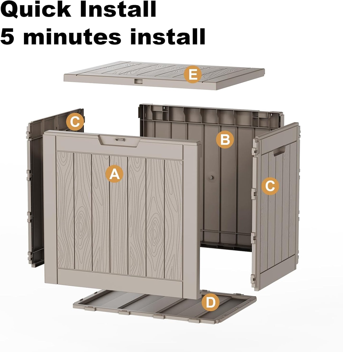 Skiennix 30 Gallon Outdoor Deck Box - Lockable Waterproof Storage for Garden Tools & Cushions | Grey