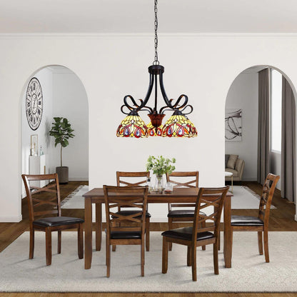 Chloe Lighting Serenity Victorian Tiffany-Style Chandelier 25in Wide, Dark Bronze, Multicolor, Model CH33353VR25-DD5