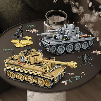 1030 Piece WW2 Army Tanks Toy Building SetsCreate a German Panzer 38T and a German Tiger Tank ToysAdult Collectible Model Tanks Sets to BuildChristmas Birthday Gifts for BoysTeensAdults