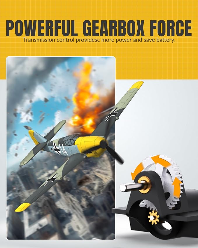 volantexrc RC Plane 4 Channel Remote Control Airplane BF109 Fighter RTF with Aileron Gyro Aerobatics &amp 3 Modes Easy to Fly Hobby Radio Controlled Aircraft for Beginners &amp Adults (Yellow)