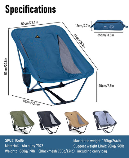 iClimb 1 3M Thinsulate Insulation Sleeping Bag and 1 Low Folding Chair, Ultralight Compact for Adults Outdoor Camping Backpacking Hiking