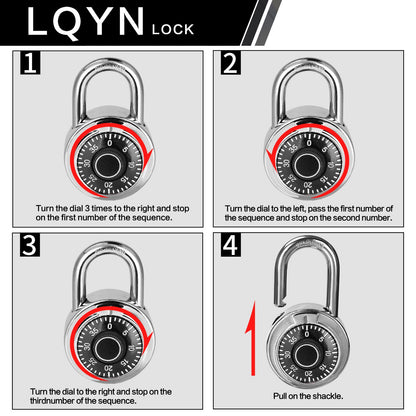 Combination Lock, LQYN Standard Dial Combination Lock, Pack of 60; Black Turnplate, 2 in. Wide, Fixed Three Digital Combination, for School, Gym & Locker, Toolbox, Gate
