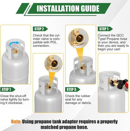 Skiennix Propane Tank Adapter - 100 lb Gauge for POL to QCC1 Connection | Durable & Reliable