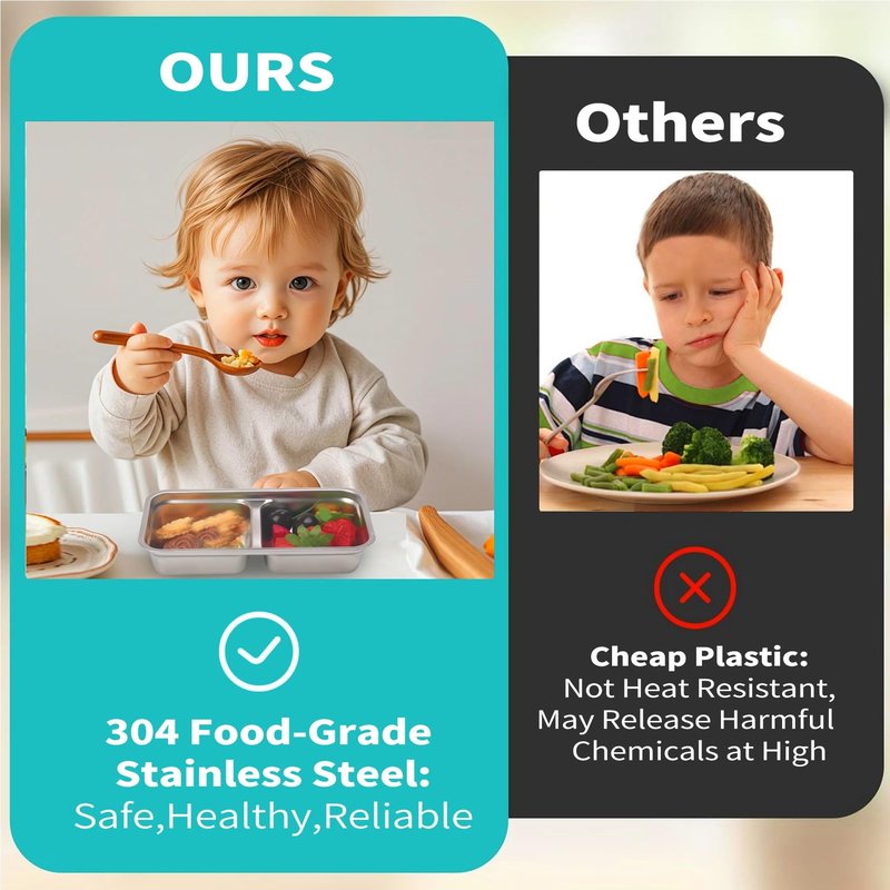 jootic Grab and Go Snack Containers, Stainless Steel Double Compartment Snack Containers with Lids, Reusable Condiment Container-Dishwasher Safe,Travel & Outdoor Camping Food Storage(2 PCS)