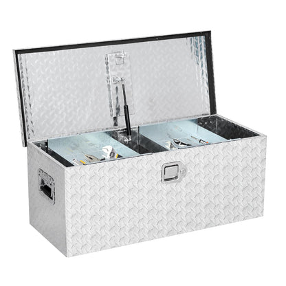 IDEALHOUSE Heavy Duty Aluminum Truck Bed Tool Box, Diamond Plate, 30x15x15 in - Lockable, Waterproof Storage Chest with Side Handle, for Pickup, RV, Trailer, Underbody - Star Diamond Design